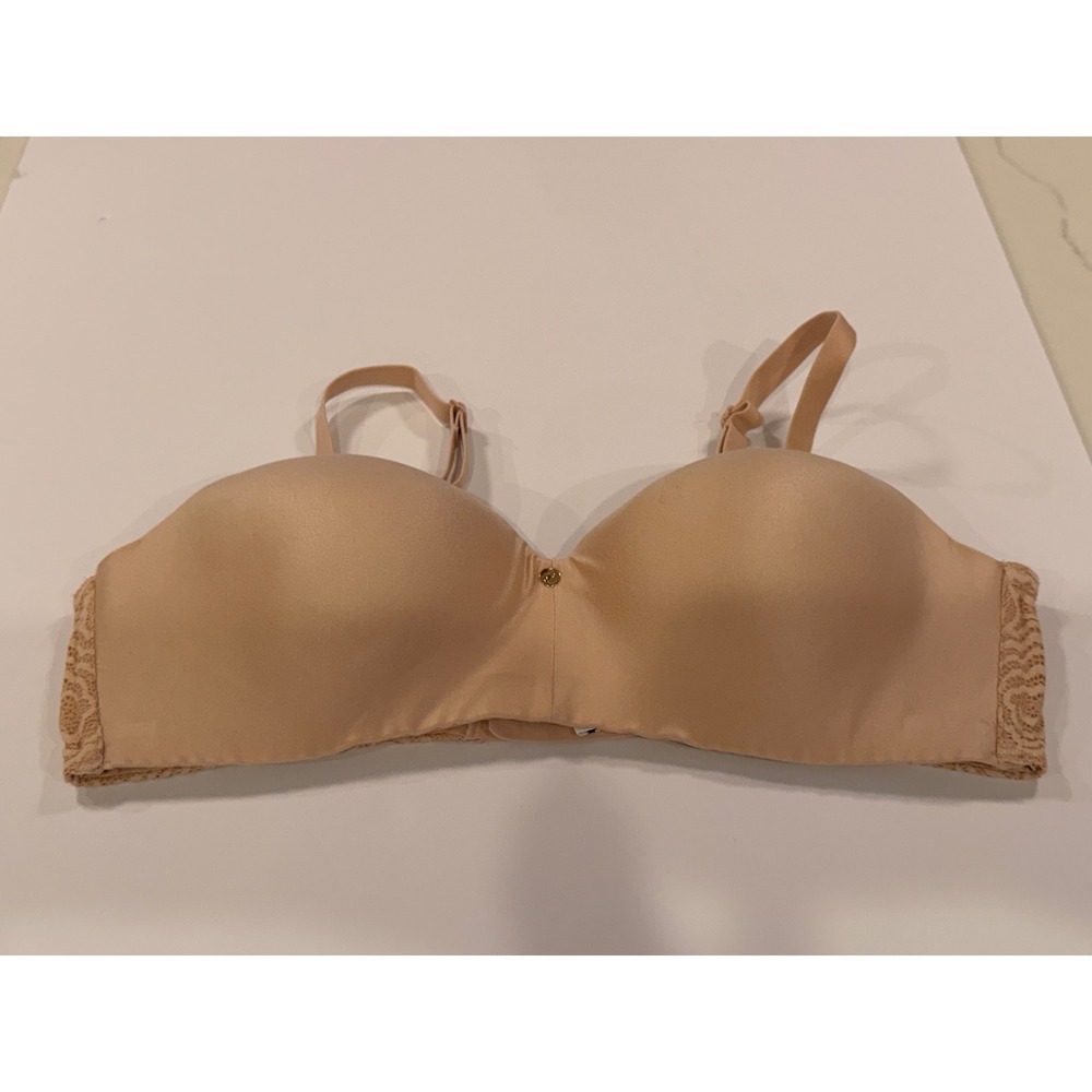 Chantelle Nude Beige Wireless T-Shirt Bra Lace‎ Wings Tan No Size Tag